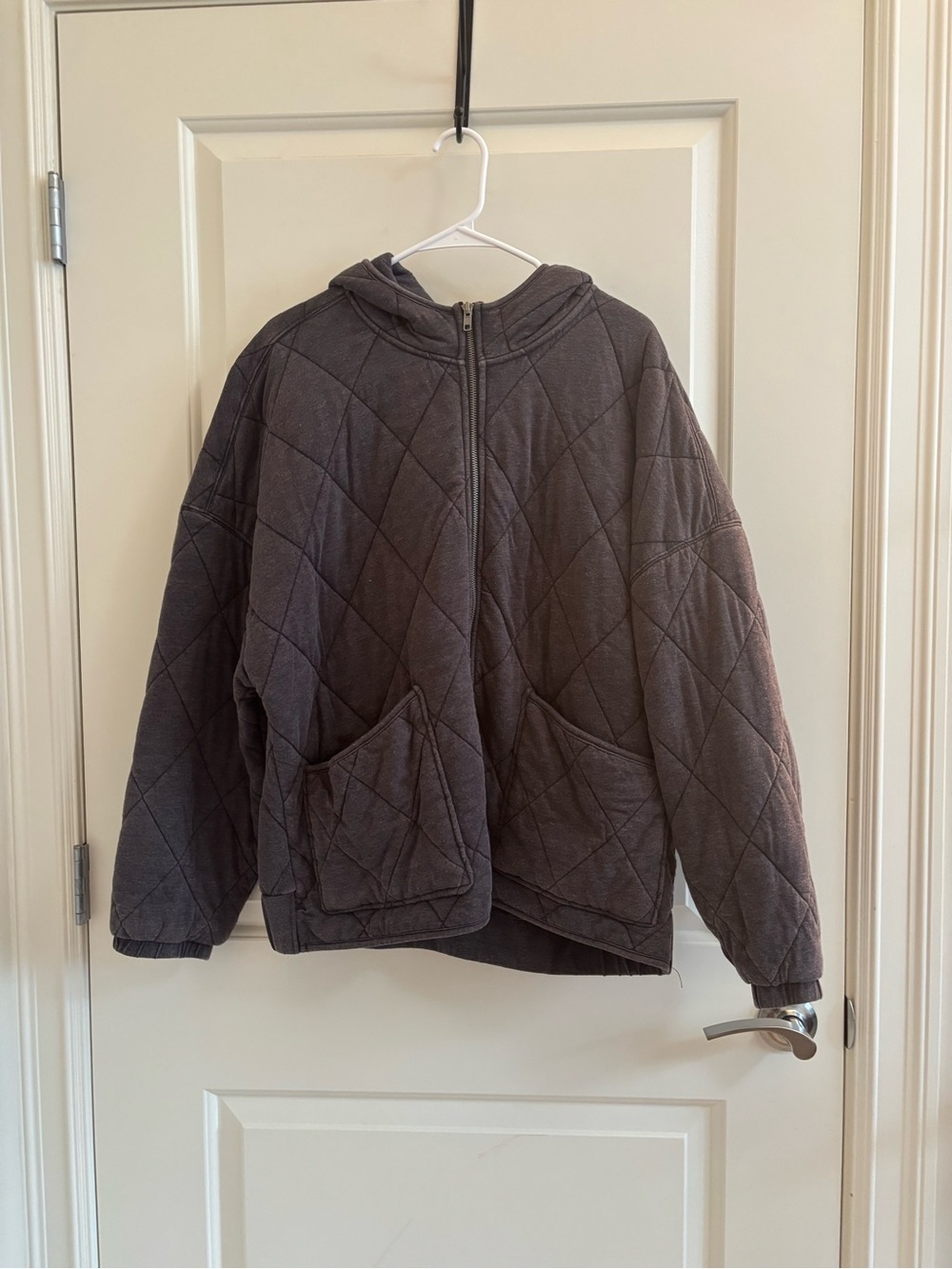 wild fable Quilted Hooded Zip Jacket in Charcoal
